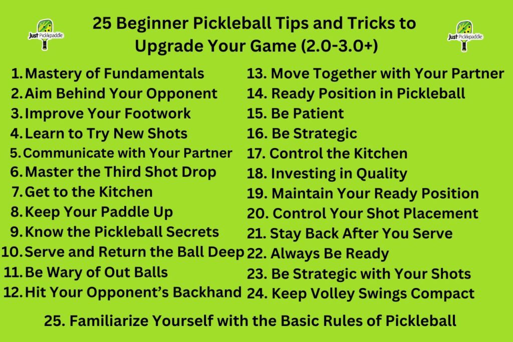 25 Beginner Pickleball Tips and Tricks to Upgrade Your Game (2.0-3.0+)